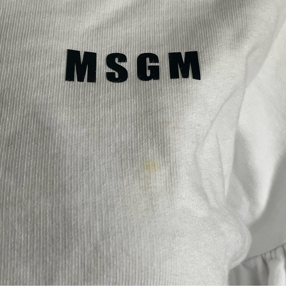 MSGM Puff Sleeve Crop Sweater Top Cotton - Picture 4 of 16